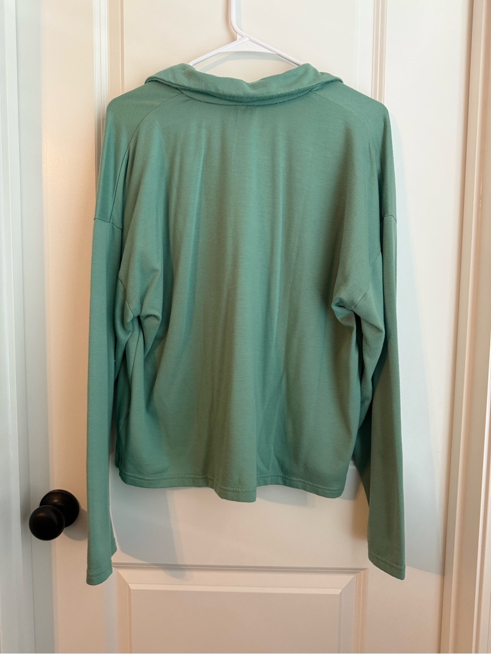 J. Crew Collared V-Neck Lightweight Sweatshirt in Sage - Picture 3 of 3